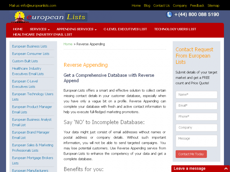Reverse appending services